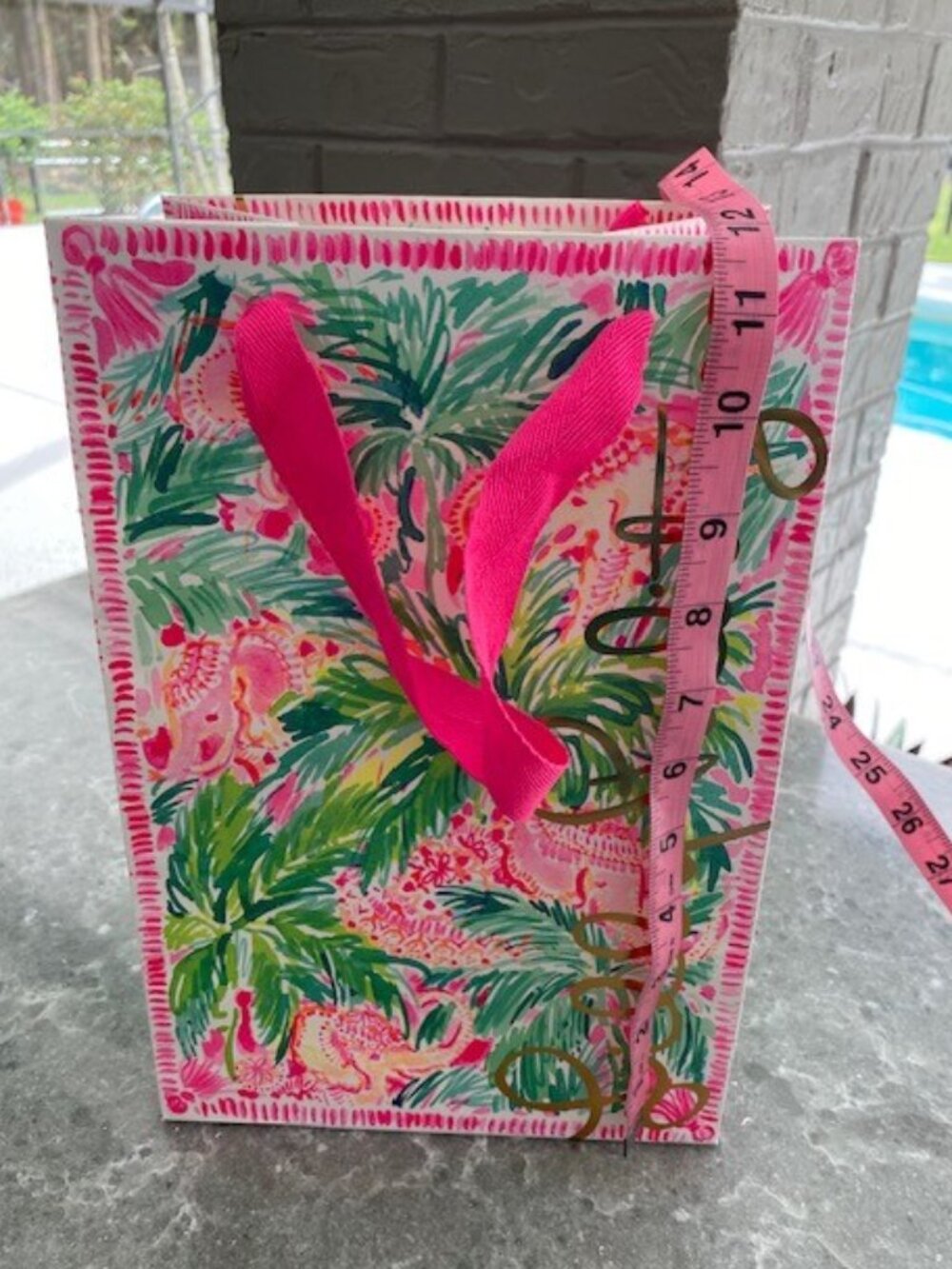 Lilly Pulitzer Pink Green White Paper Reusable Gift Bag